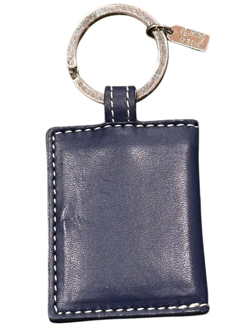 Coach Navy Leather 'Passport' Keychain with Gold Hardware - Picture 5 of 13